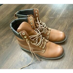 JOBMASTER Men’s Steel Toe Lace Up Work Boots - Brown Size 10.5